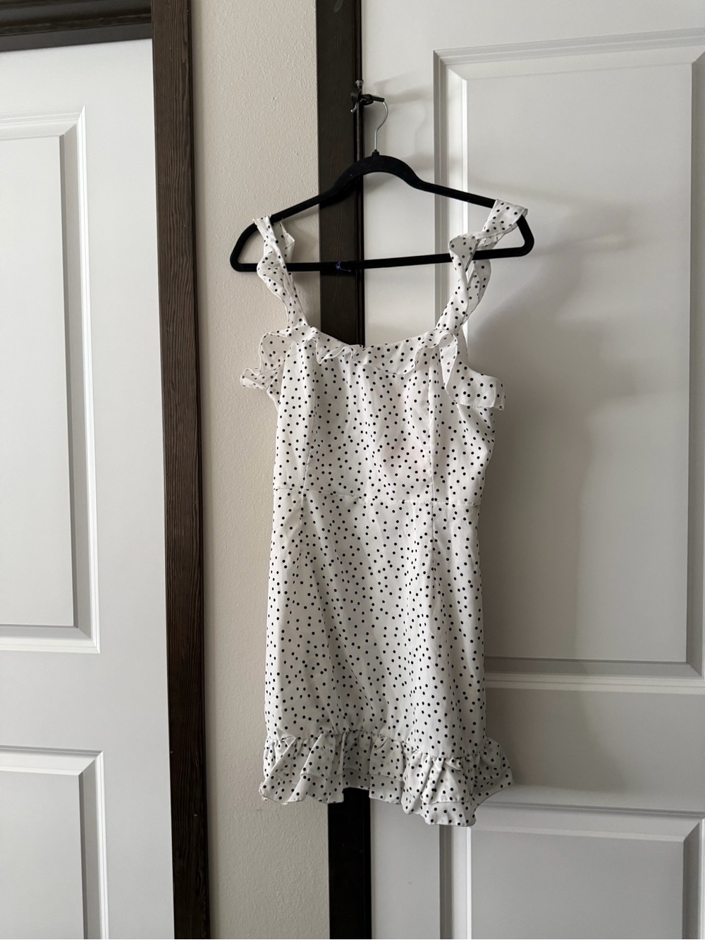 Showpo White Dress with Black Polka Dots